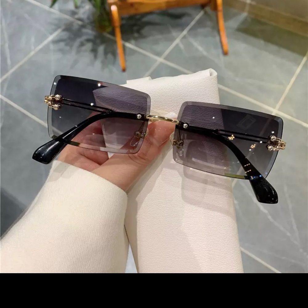 - Square Frameless Clip Shades For Women Retro Vintage Designer Fas…